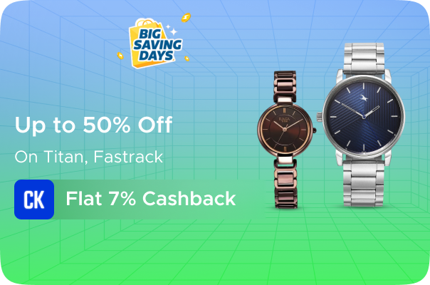 Flipkart : Upto 50% Off on Titan, Fastrack + Flat 7% Cashkaro Cashback